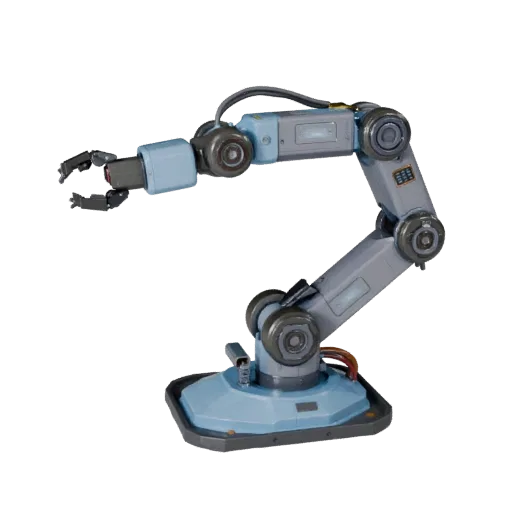 Service Robot Arm High Poly 3D model, close-up studio render, showing metal frames, robot form.