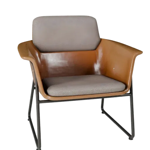 Scandinavian Lounge Chair 3D model, home interior, three-quarter front view, Unity viewport, wood detail.