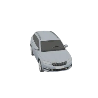 3D model of a light grey Skoda Octavia Tour A4 estate, top and front view