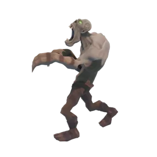 3D model of an Undying Zombie with pale skin, glowing green eyes, and tattered wrappings, in a menacing pose.