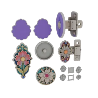 Collectible Floral Decorative Pin 3D Display Asset