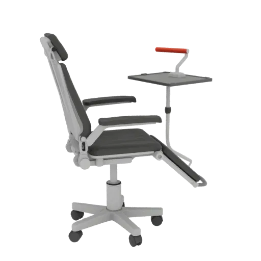 Clinic Exam Chair Printable 3D model, isometric STL render, showing painted metal, clinical silhouette.