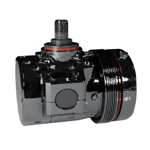 Machined Valve Assembly Modular 3D model, isometric modular kit view, showing machined metal, precise part geometry.