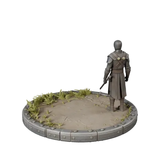 Industrial Oval Base realistic 3D model preview showing rim shape, three-quarter scene view, height and ground texture