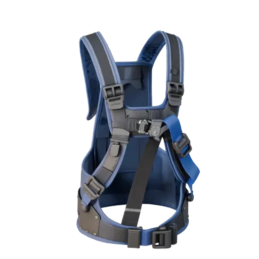 Utility Protective Harness 3D model, side profile view, technical viewport render, showing plastic shells, form detail.