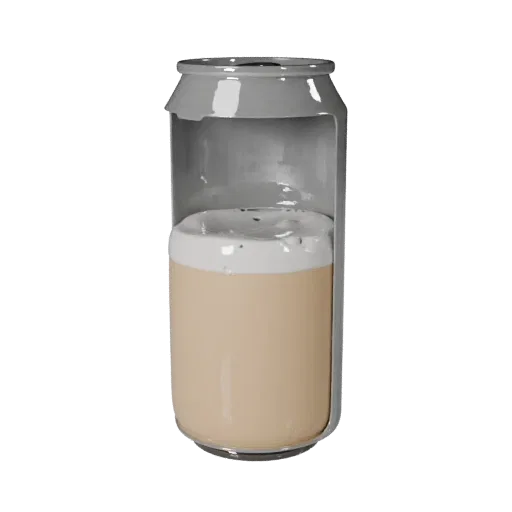 Smoothie Soda Can 3D model, three-quarter front view, Unity viewport, showing glass, container shape.