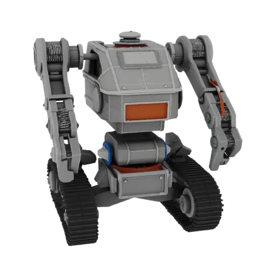 Crawler Service Robot Printable 3D model, isometric STL render, showing metal frames, robot form.