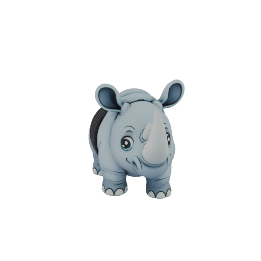Niedliches Cartoon-Nashorn 3D-Modell