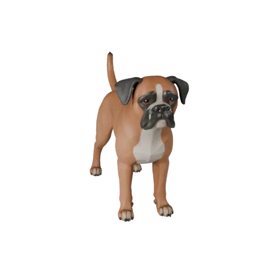 High Poly Boxer Dog 3D Model - Detailed STL Asset for Printing