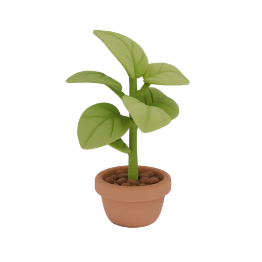 Realistic plant sprout in pot