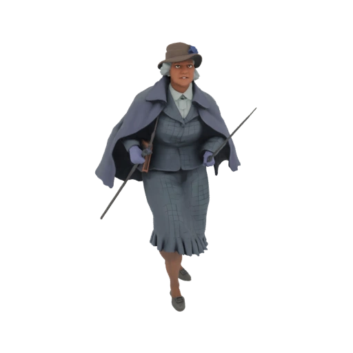 Victorian Lady with Cane and Rifle