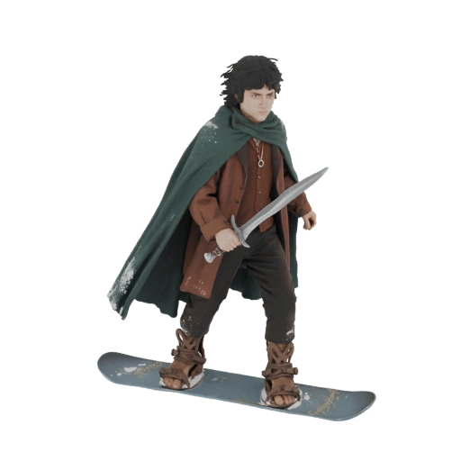 Frodo Baggins Snowboarding with Sting 3D Model