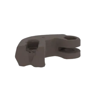 نموذج ثلاثي الأبعاد لقوس معدني صناعي رمادي بفتحات تثبيت مرئية وتصميم قوي وعملي.