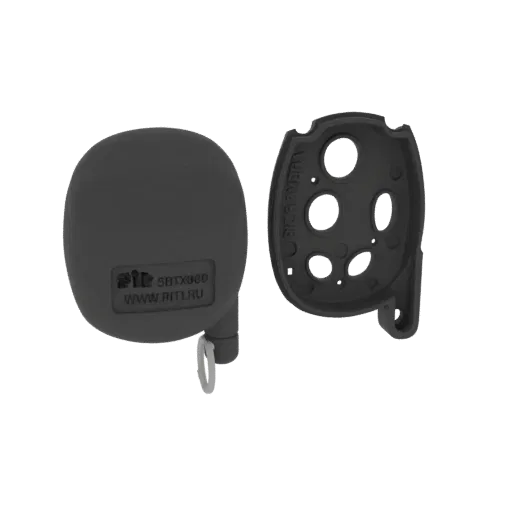 3D model of a Sheriff car alarm fob, showing the main body and the separate back cover with internal details.