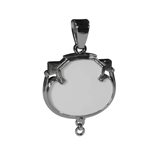 Minimal Charm game ready 3D model, side view studio render, with calibrated pendant silhouette and material reads.