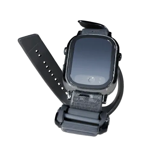 Fitness Clip Tracker Realistisches 3D-Modell, Drei-Viertel-Studio-Rendering, zeigt Silikon, tragbare Passform.