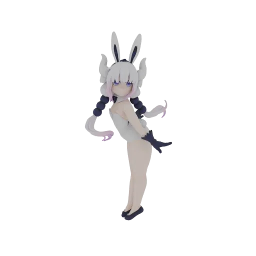 3D model of Kanna Kamui from Miss Kobayashi's Dragon Maid in a bunny girl outfit, posing playfully with bunny ears.