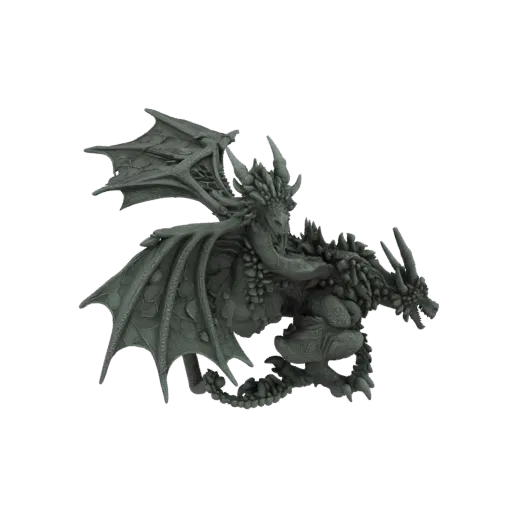 Fantasy Infernal Dragon Boss Miniatur STL, Drei-Viertel-Tisch-Rendering, harzdruckbare Boss-Miniatur mit Overhead-Strike-Pose
