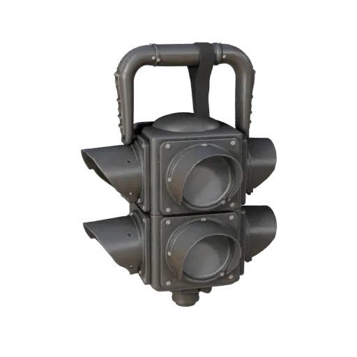 Modelo 3D High Poly do Farol de Sinalização Urbana, renderização de estúdio em close-up, mostrando punhos de borracha, forma