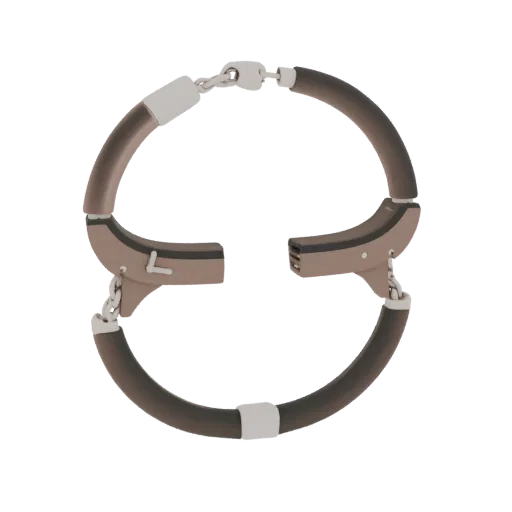 Conjunto Mínimo de Pulseira e Brincos em Ouro Modelo 3D, renderização de estúdio em três quartos, acabamento dourado.