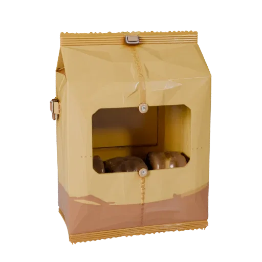 Boxed Chip Bag Printable 3D model, isometric STL render, showing cardboard, package massing.