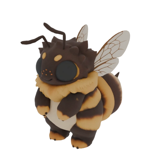 Chubby Bumblebee with Fluffy Collar 3D Model