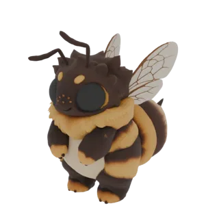 Chubby Bumblebee with Fluffy Collar 3D Model