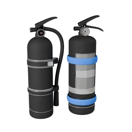 Site Fire Extinguisher Stylized 3D model, stylized isometric render, showing plastic shells, form detail.