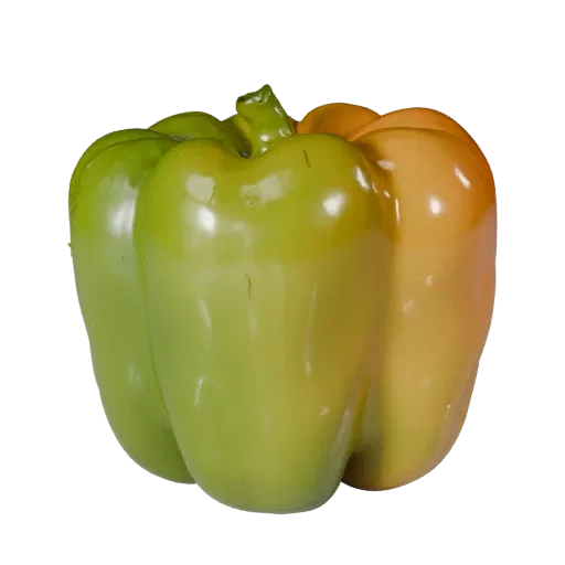 Chopped Bell Pepper 3D model, three-quarter front view, AR viewer studio render, showing leaf veins, form detail.