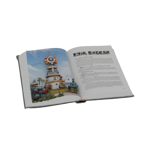 Open book with tower illustration
