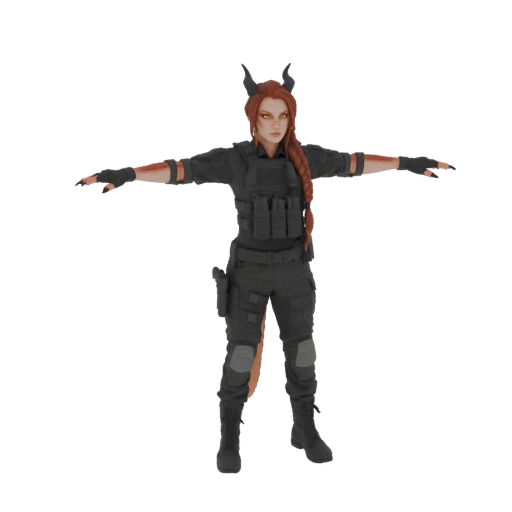 Tactical Cat-Eared Woman 3D Model
