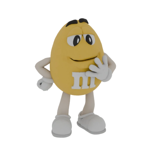 Yellow M&M Character 3D Model
