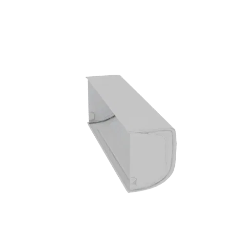 3D model of a modern, white split air conditioner unit, shown from a slightly elevated side angle against a white background.