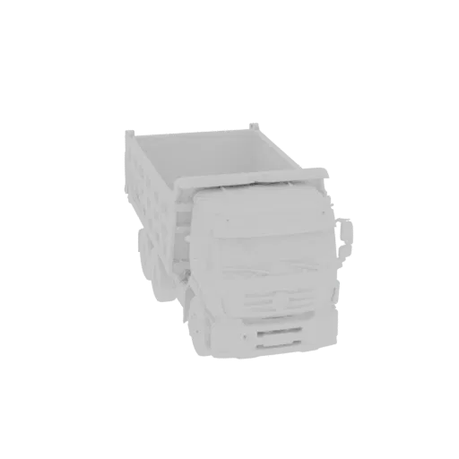 Modello 3D dell'autocarro Kamaz 6520, vista frontale e laterale, con linee definite e design dettagliato.