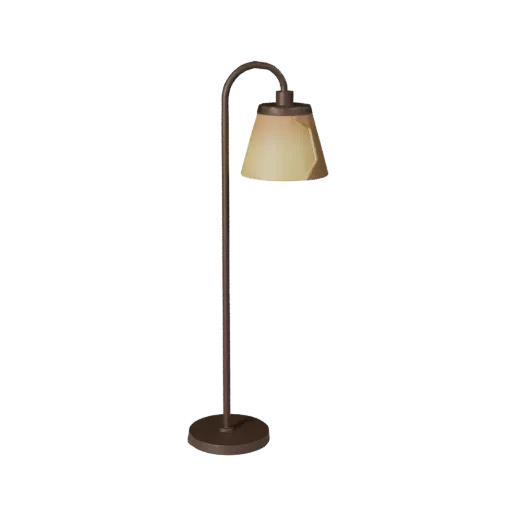 Minimal Floor Lamp Stylized 3D model, living room, stylized isometric render, metal detail.