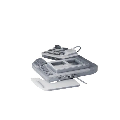 Home Office Keyboard High Poly 3D model, close-up studio render, showing plastic, desk-scale silhouettes.