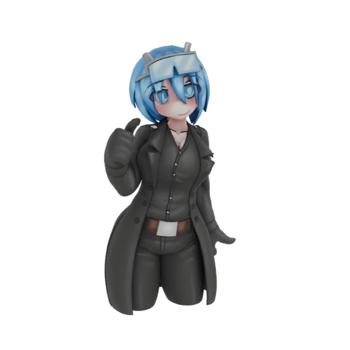 Anime Girl in Trench Coat 3D Model