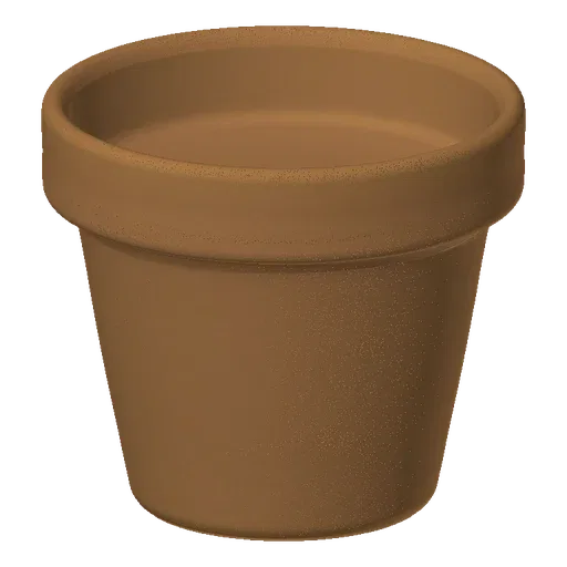 3D model of a classic terracotta flower pot, front view