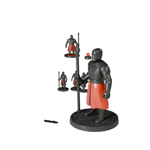 Strategy Meeple Set GLB viewer 3D model preview showing scale, three-quarter view, icon shape and table readability