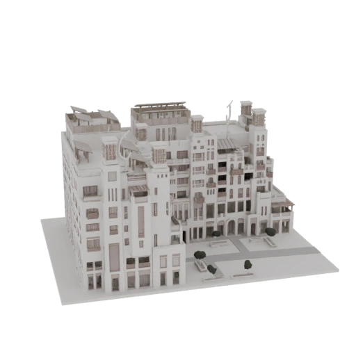 Traditional Arabic Courtyard Building 3D Model