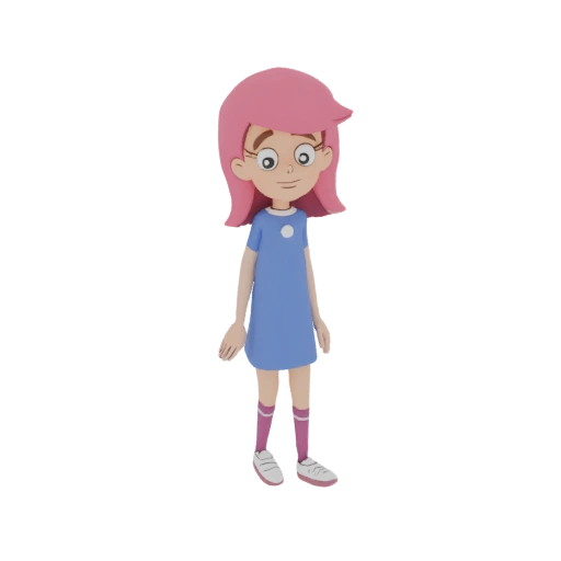 Cute Pink-Haired Girl 3D Model