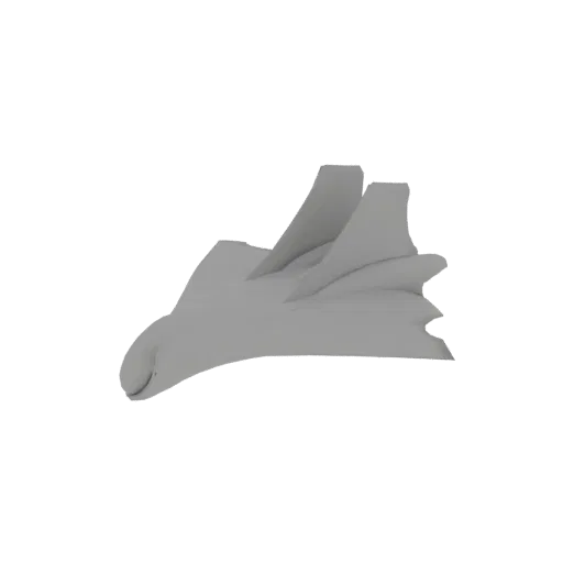 Renderização de modelo 3D de uma aeronave furtiva futurista com ângulos agudos e superfície cinza lisa e sem textura contra u