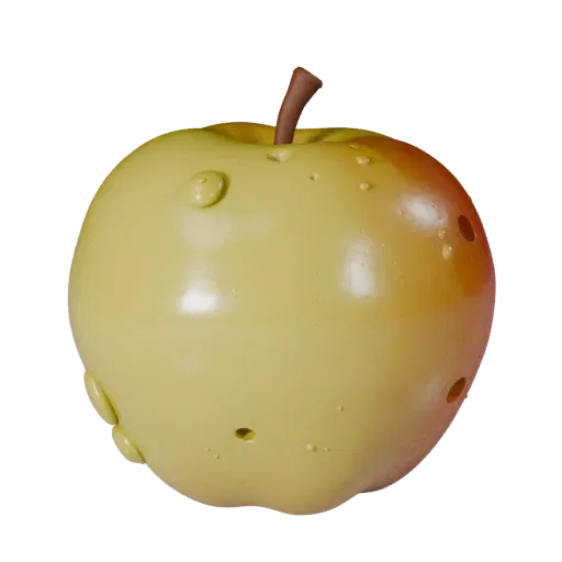 Fresh Apple Printable 3D model, isometric STL render, showing skin pores, recognizable fruit forms.