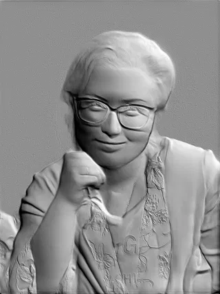 3D model of a woman in glasses bas-relief, with closed eyes and a slight smile, high resolution