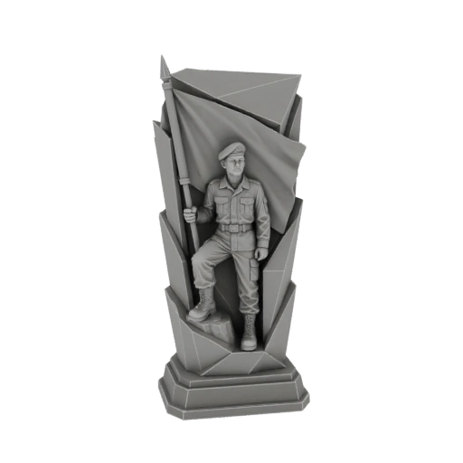Soldier with Flag Monument 3D Model