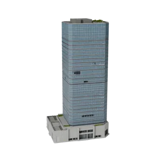 Low Poly Glass Skyscraper 3D Model for Realtime Game Asset