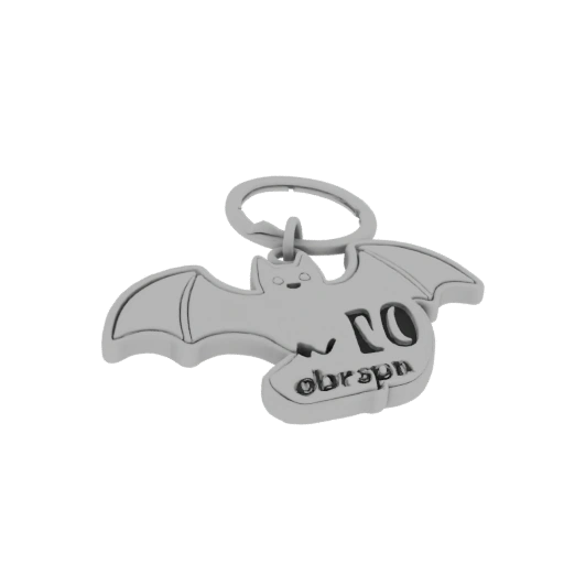 Bat Keychain with Number 10