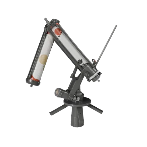 Observatory Style Mount 3D model, three-quarter front view, Unreal Engine viewport, showing metal tubes, form detail.