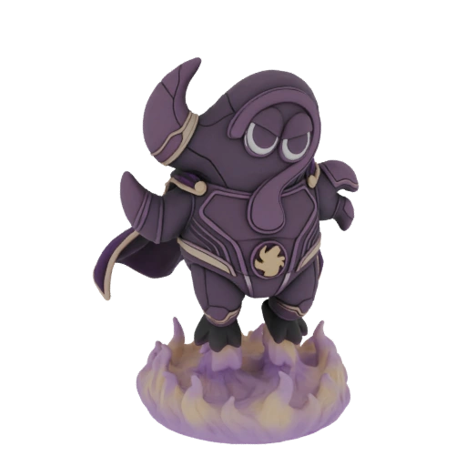 Purple Warrior Creature with Horns and Cape