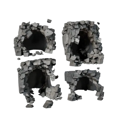 Underground Lake Cave Unity 3D model, isometric viewport view, showing aged stone, water edges.